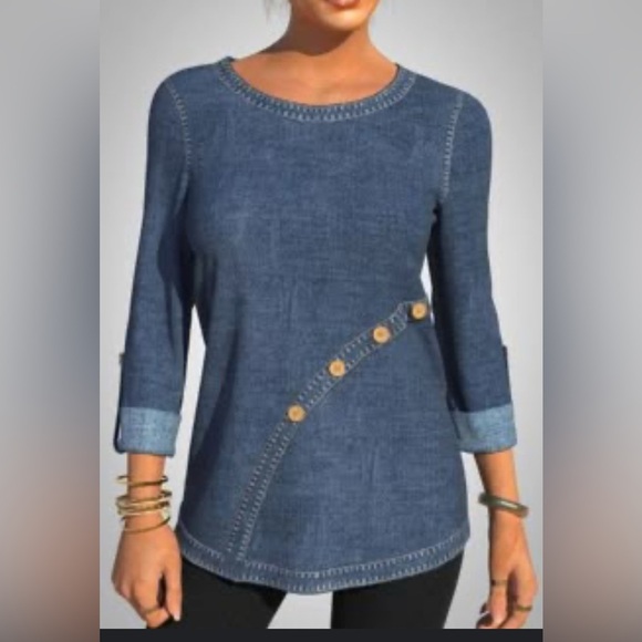 Soft Surroundings Ladies Blue Denim size L - Picture 1 of 3